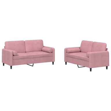 2-delige Loungeset met kussens fluweel roze