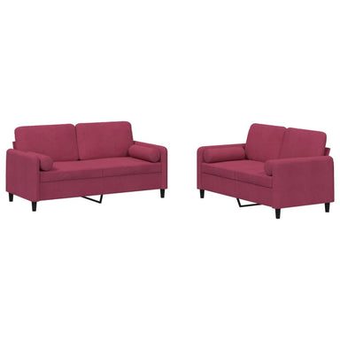2-delige Loungeset met kussens fluweel wijnrood