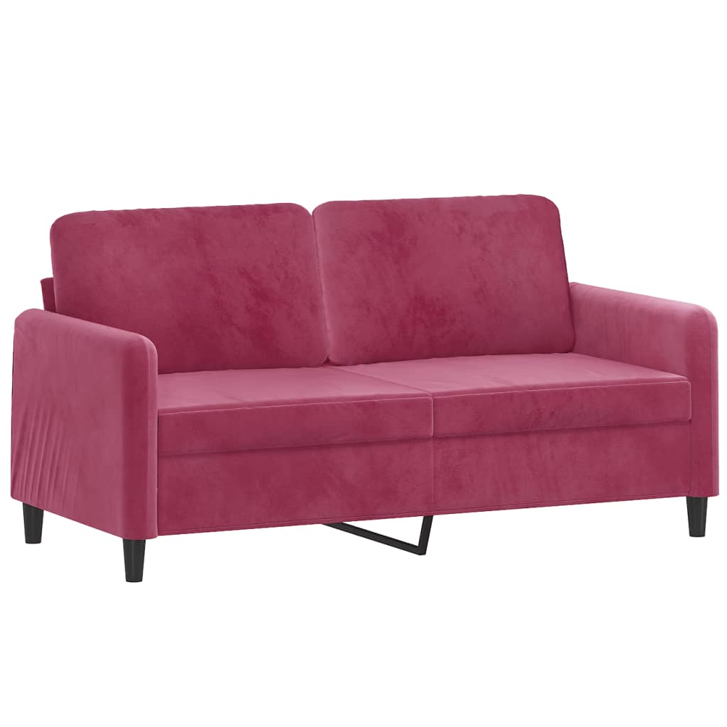 2-delige Loungeset met kussens fluweel wijnrood