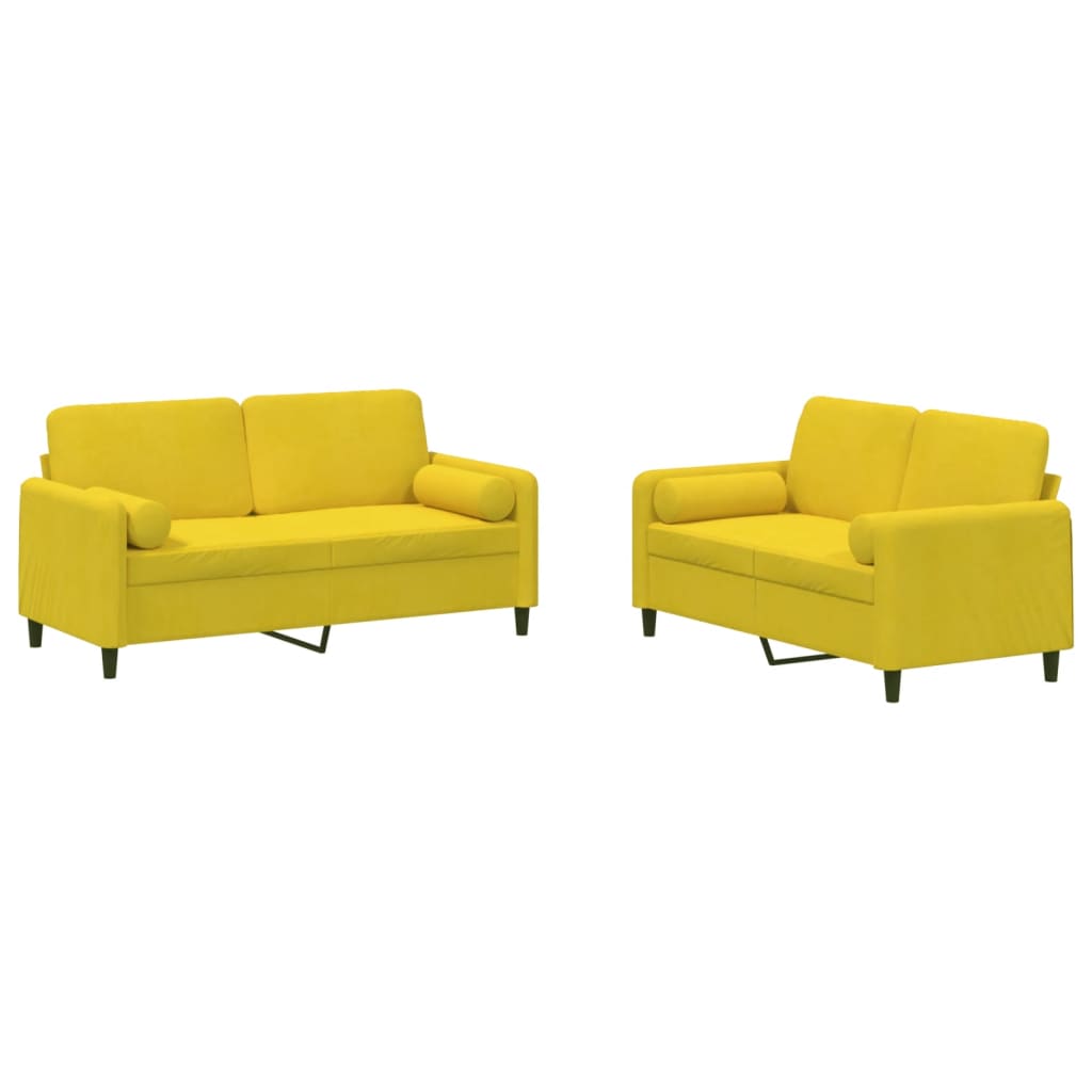 2-delige Loungeset met kussens fluweel geel