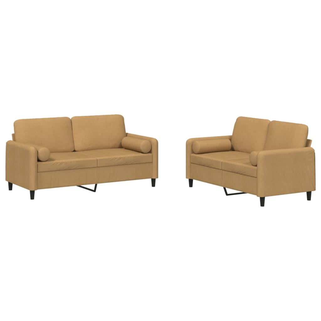 2-delige Loungeset met kussens fluweel bruin