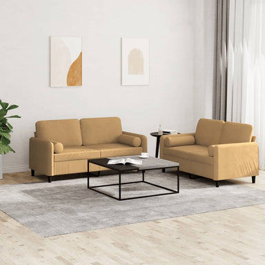 2-delige Loungeset met kussens fluweel bruin