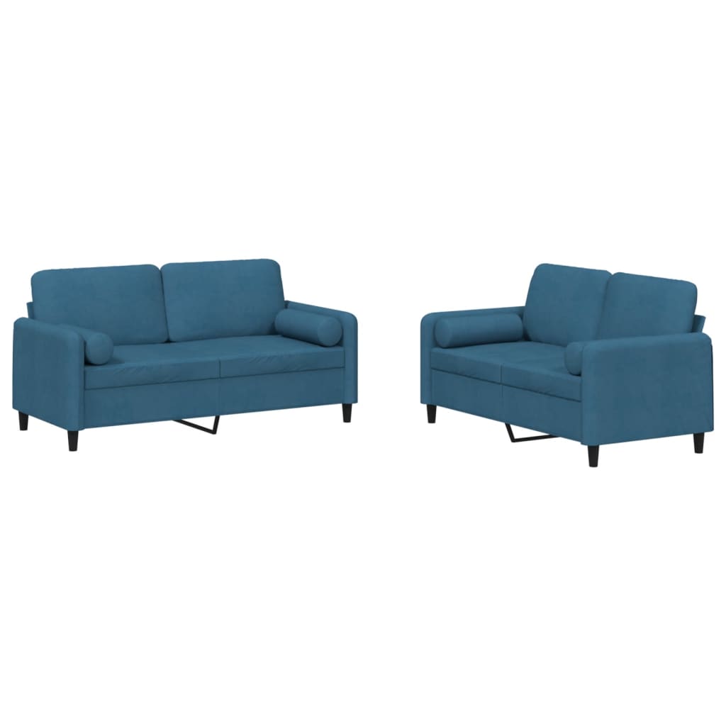 2-delige Loungeset met kussens fluweel blauw