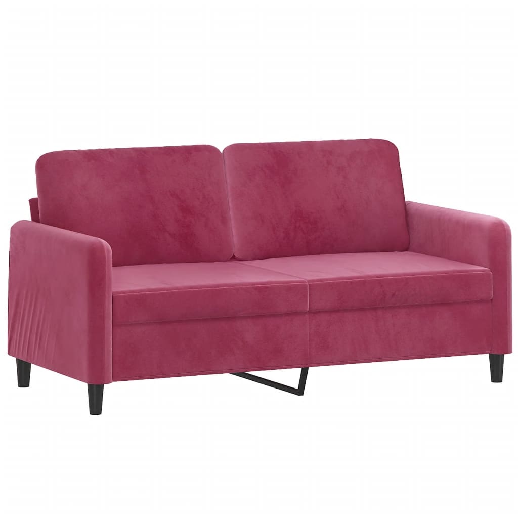 3-delige Loungeset met kussens fluweel wijnrood