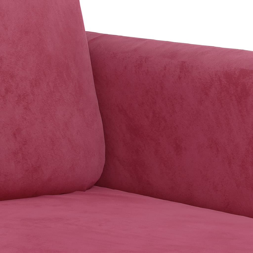 3-delige Loungeset met kussens fluweel wijnrood