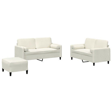 3-delige Loungeset met kussens fluweel crèmekleurig
