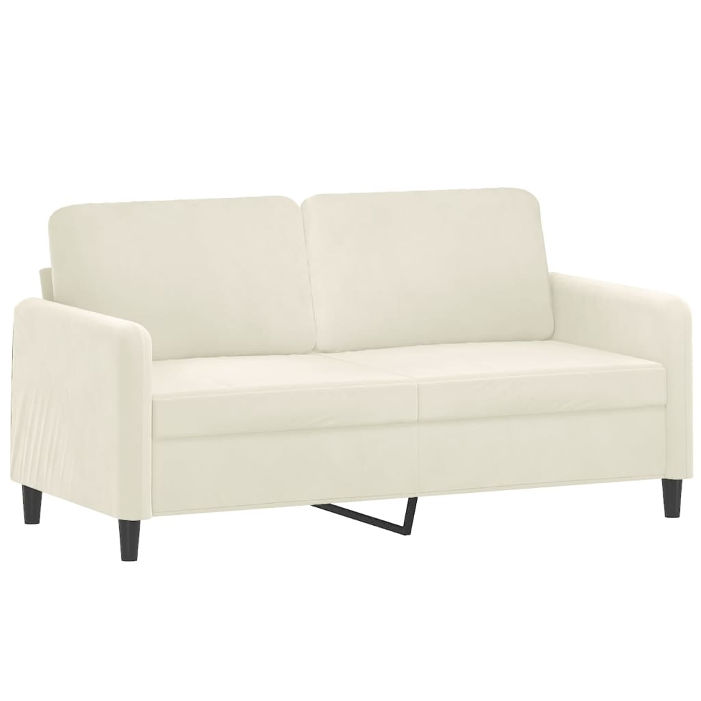 3-delige Loungeset met kussens fluweel crèmekleurig
