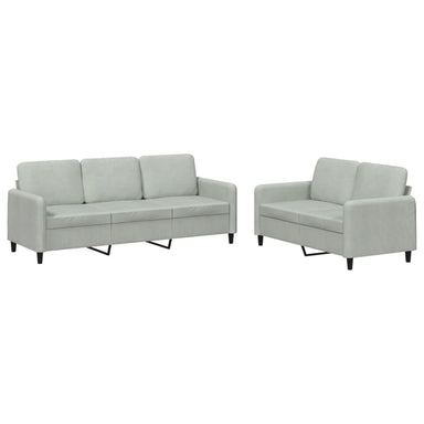 2-delige Loungeset fluweel lichtgrijs