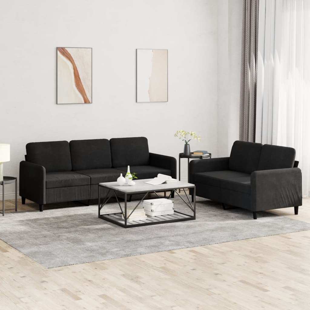 2-delige Loungeset fluweel zwart