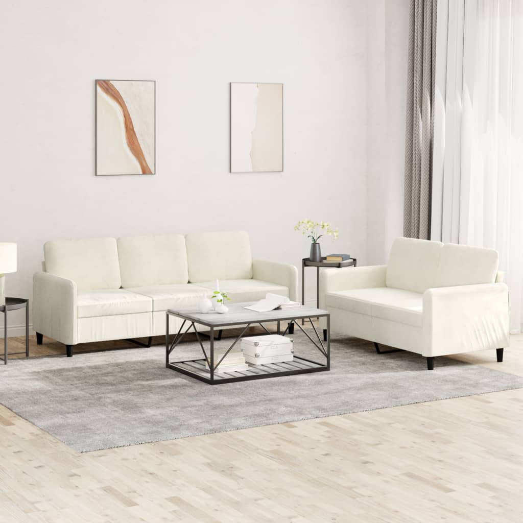 2-delige Loungeset fluweel crèmekleurig
