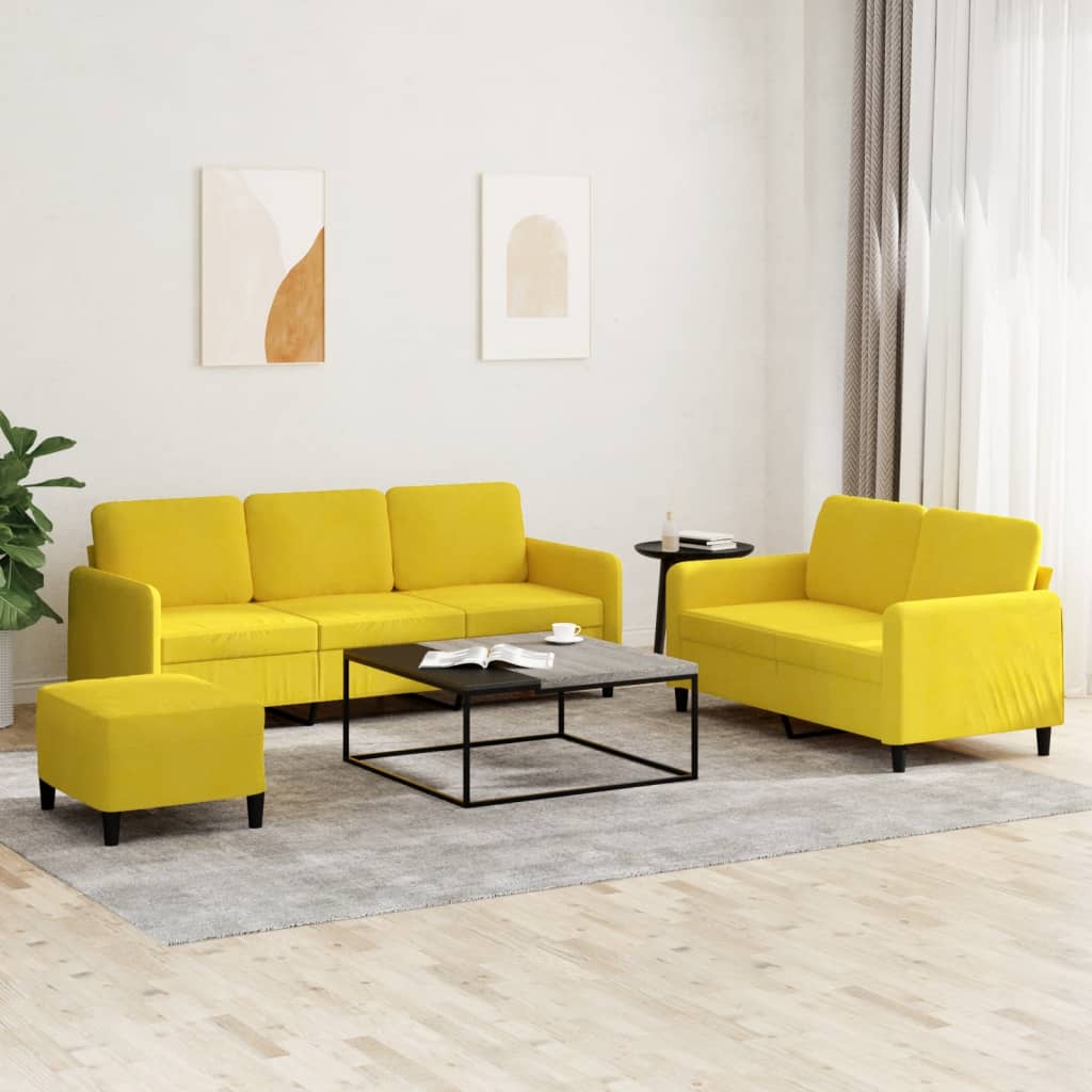 3-delige Loungeset fluweel geel