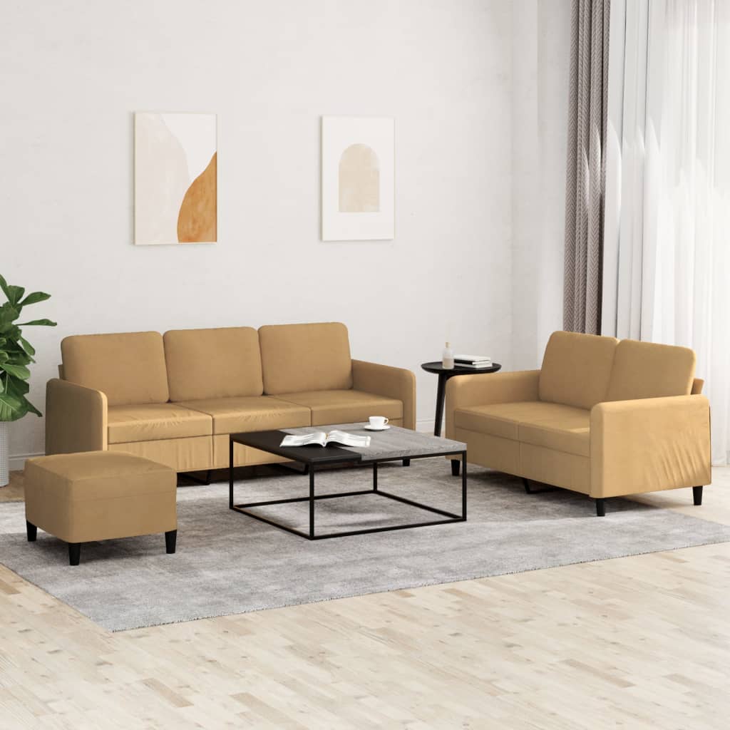 3-delige Loungeset fluweel bruin
