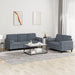 2-delige Loungeset met kussens fluweel donkergrijs
