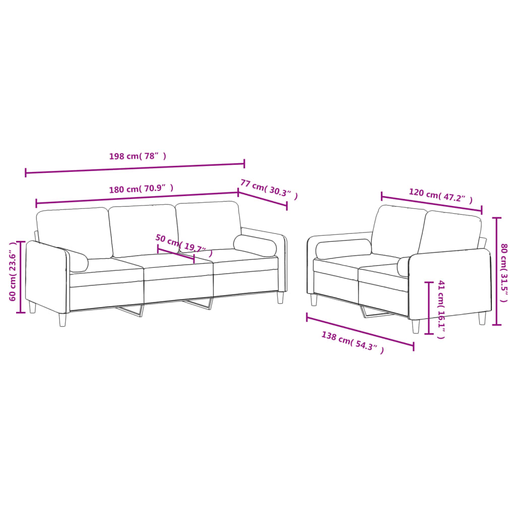 2-delige Loungeset met kussens fluweel zwart