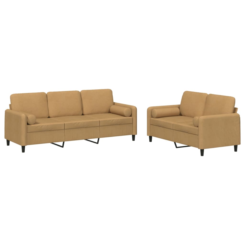 2-delige Loungeset met kussens fluweel bruin