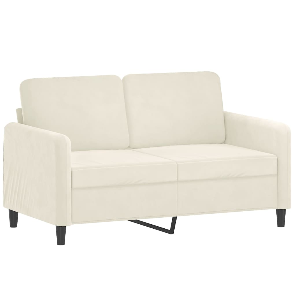 2-delige Loungeset met kussens fluweel crèmekleurig