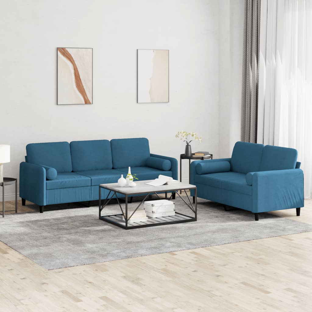 2-delige Loungeset met kussens fluweel blauw