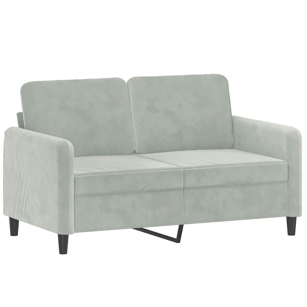 3-delige Loungeset met kussens fluweel lichtgrijs