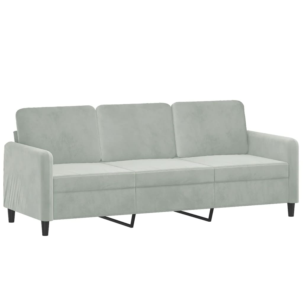 3-delige Loungeset met kussens fluweel lichtgrijs