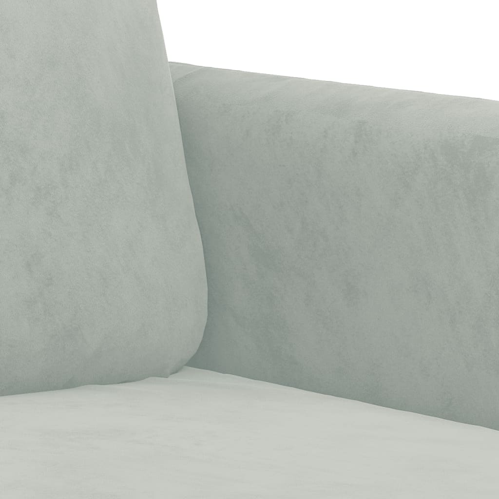 3-delige Loungeset met kussens fluweel lichtgrijs
