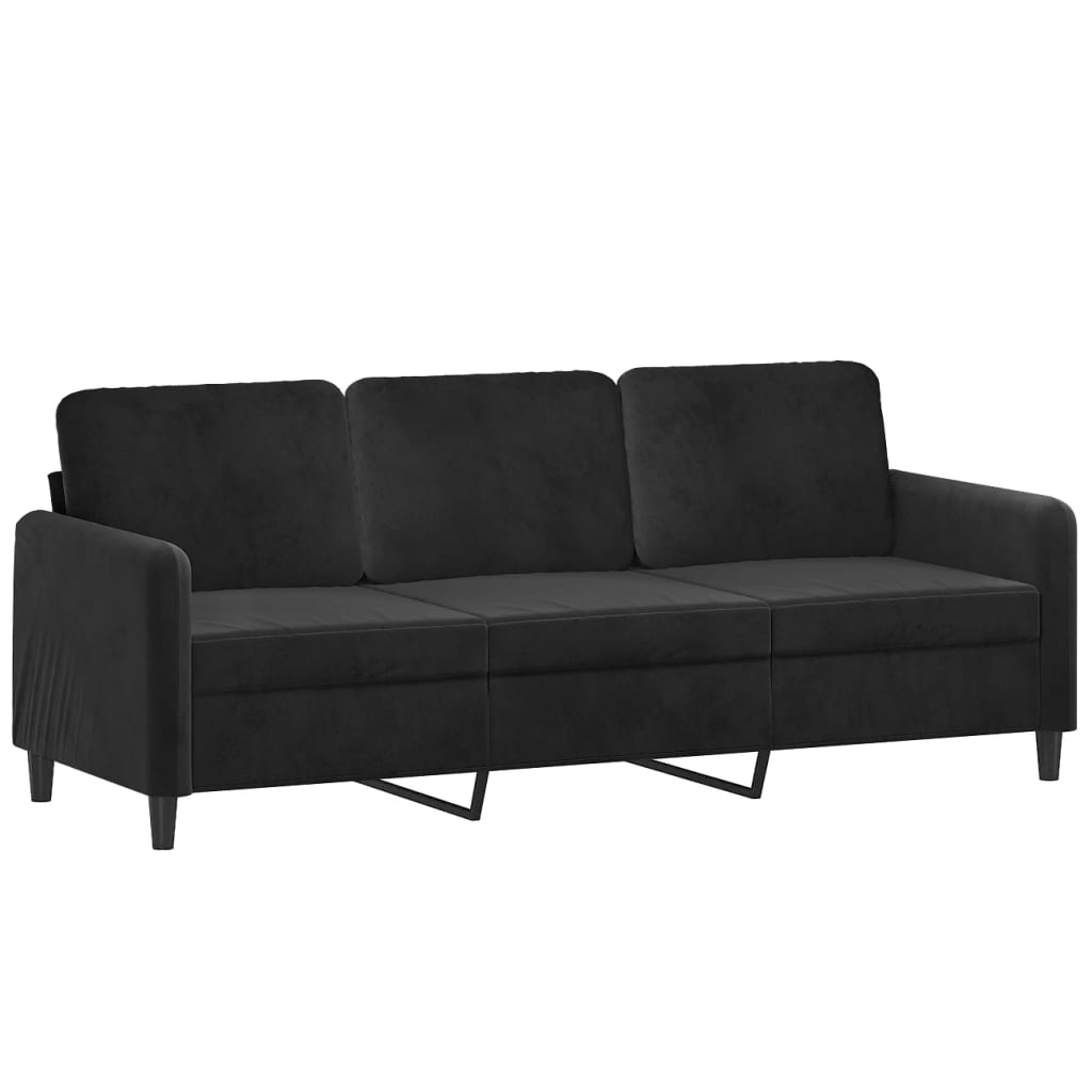 3-delige Loungeset met kussens fluweel zwart