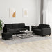 3-delige Loungeset met kussens fluweel zwart
