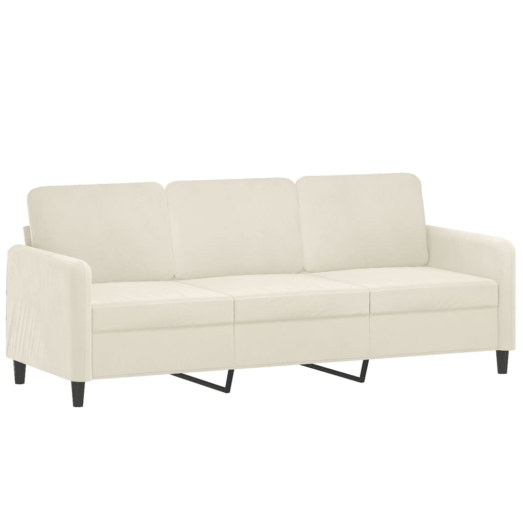 3-delige Loungeset met kussens fluweel crèmekleurig