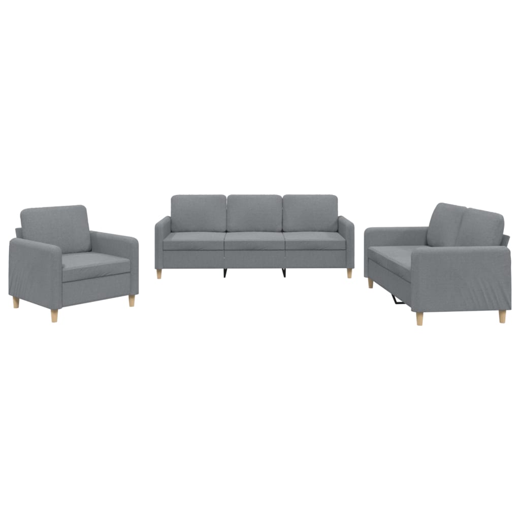 3-delige Loungeset met kussens stof lichtgrijs