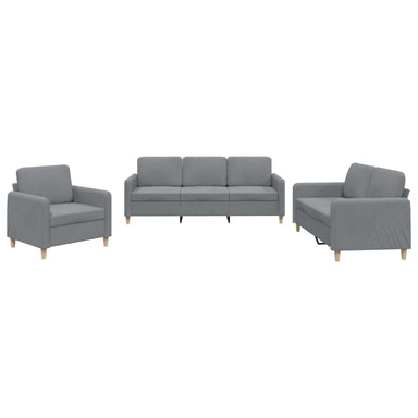 3-delige Loungeset met kussens stof lichtgrijs