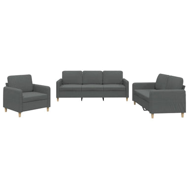 3-delige Loungeset met kussens stof donkergrijs