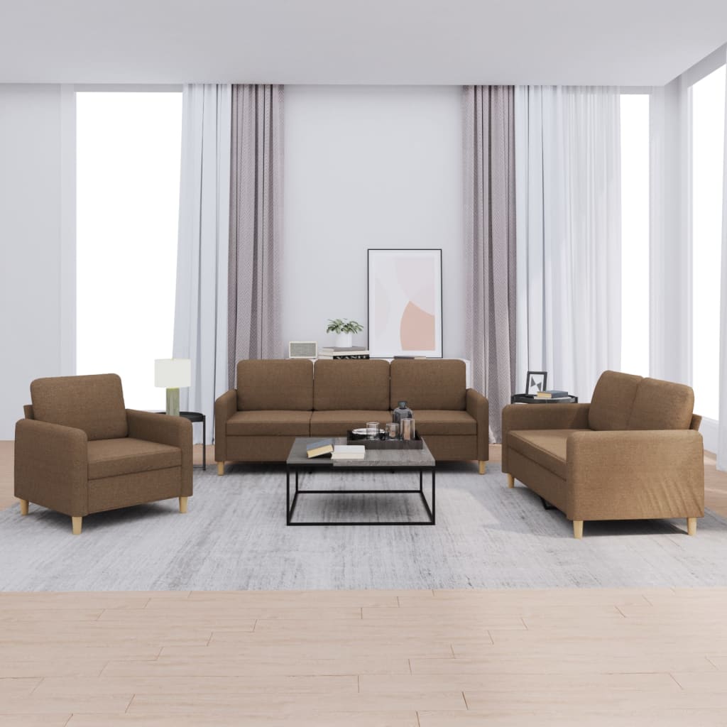 4-delige Loungeset met kussens stof bruin