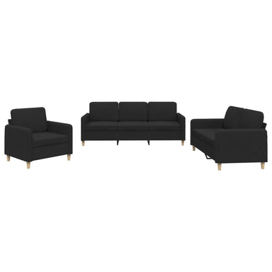 3-delige loungeset met kussens stof zwart