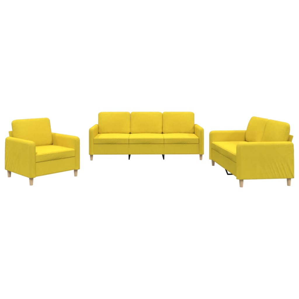 3-delige Loungeset met kussens stof lichtgeel