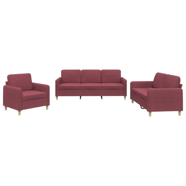 3-delige Loungeset met kussens stof wijnrood