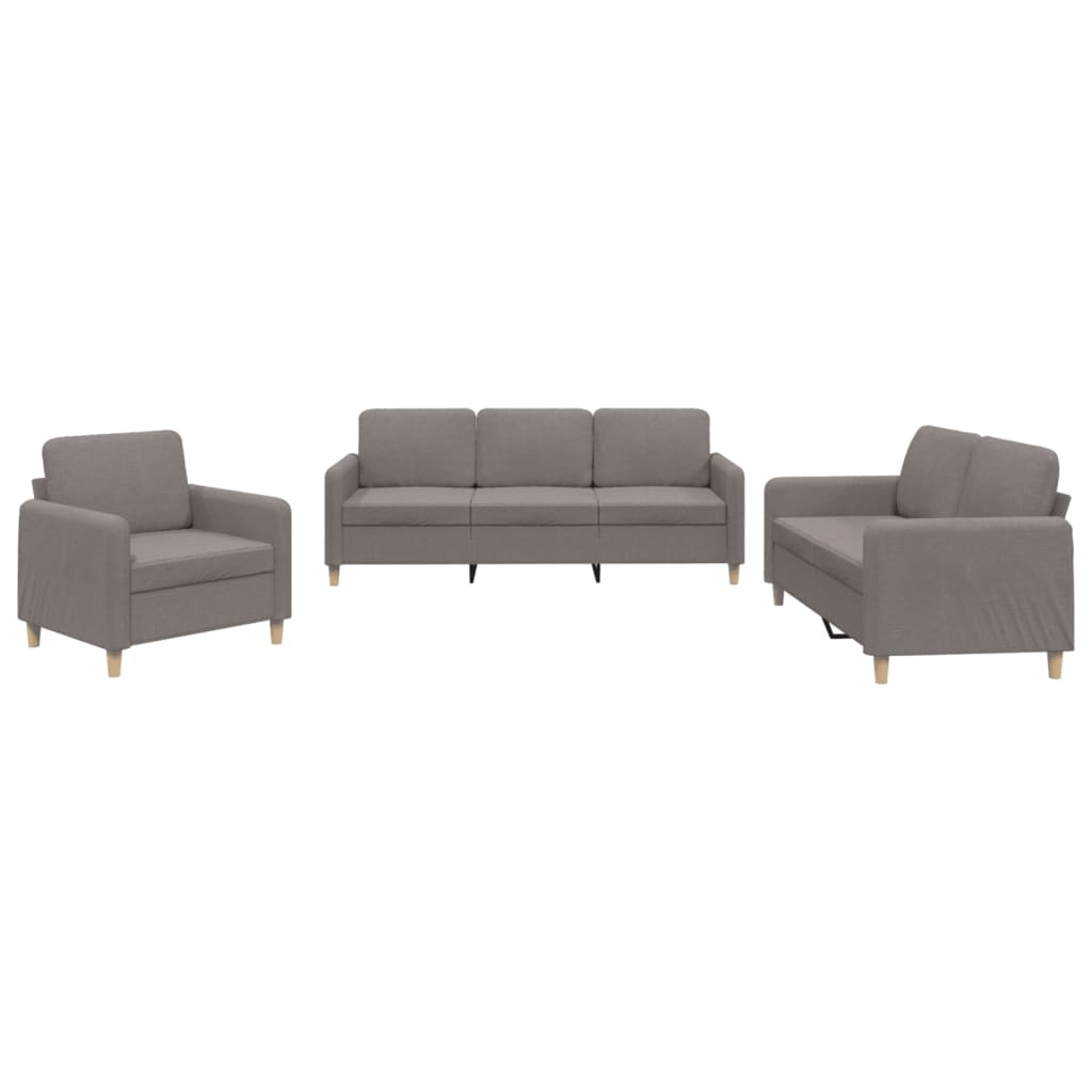 3-delige Loungeset met kussens stof taupe