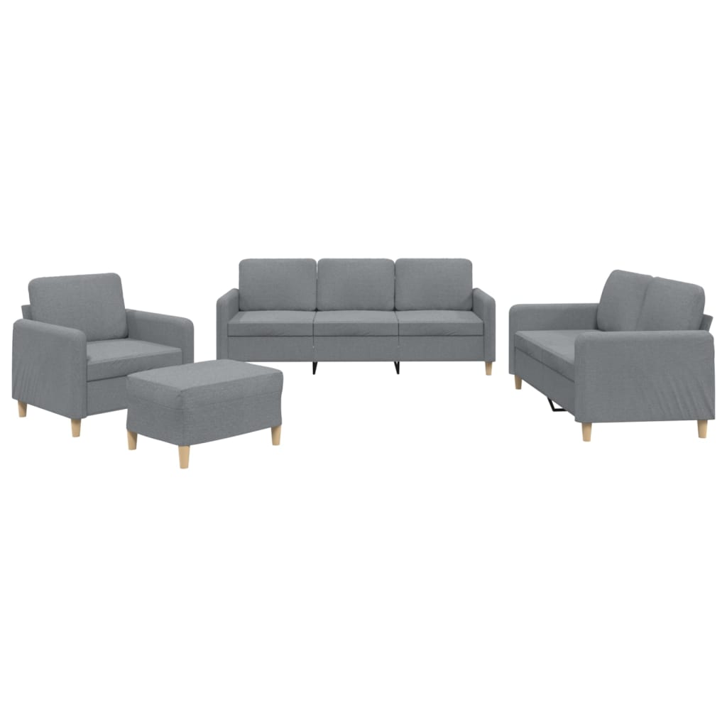 4-delige Loungeset met kussens stof lichtgrijs