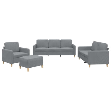 4-delige Loungeset met kussens stof lichtgrijs