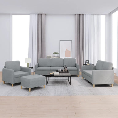 4-delige Loungeset met kussens stof lichtgrijs