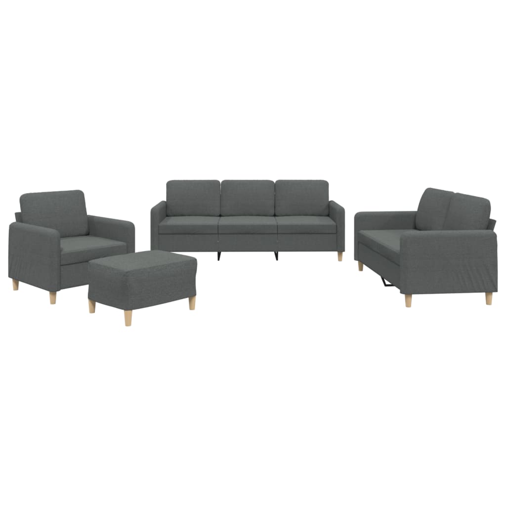 4-delige Loungeset met kussens stof donkergrijs