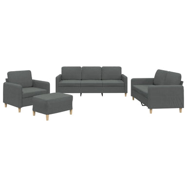 4-delige Loungeset met kussens stof donkergrijs