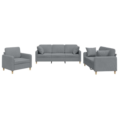 3-delige Loungeset met kussens stof lichtgrijs