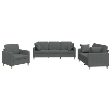 3-delige Loungeset met kussens stof donkergrijs
