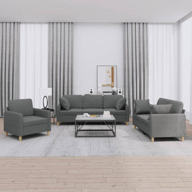 3-delige Loungeset met kussens stof donkergrijs