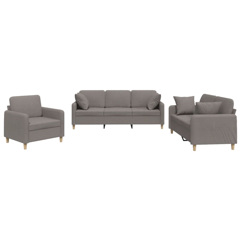 3-delige Loungeset met kussens stof taupe