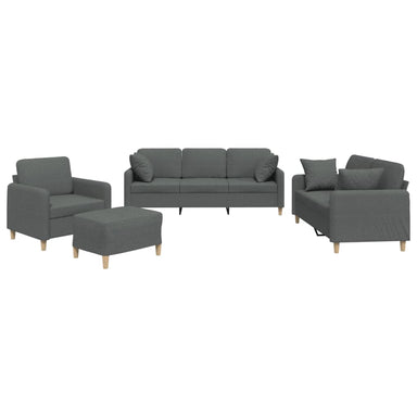 4-delige Loungeset met kussens stof donkergrijs