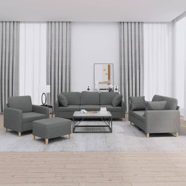 4-delige Loungeset met kussens stof donkergrijs
