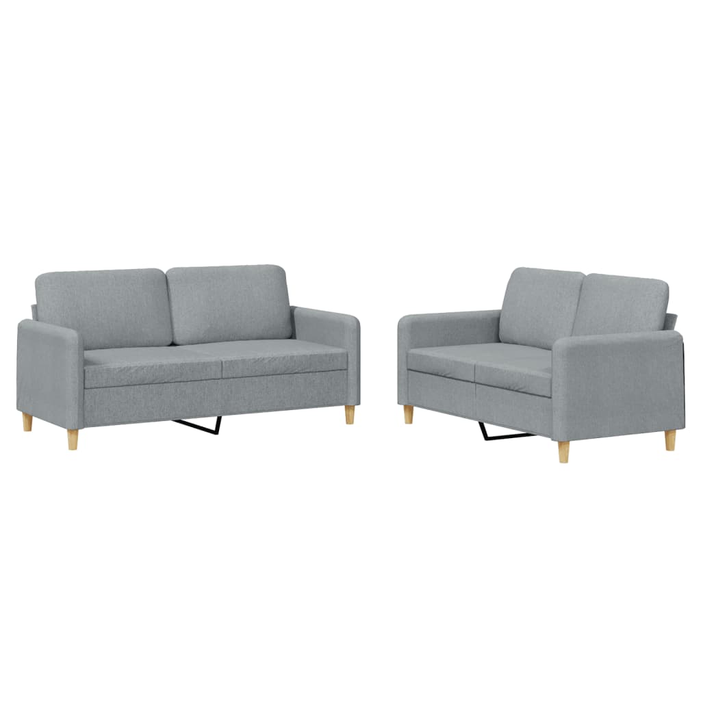 2-delige Loungeset met kussens stof lichtgrijs