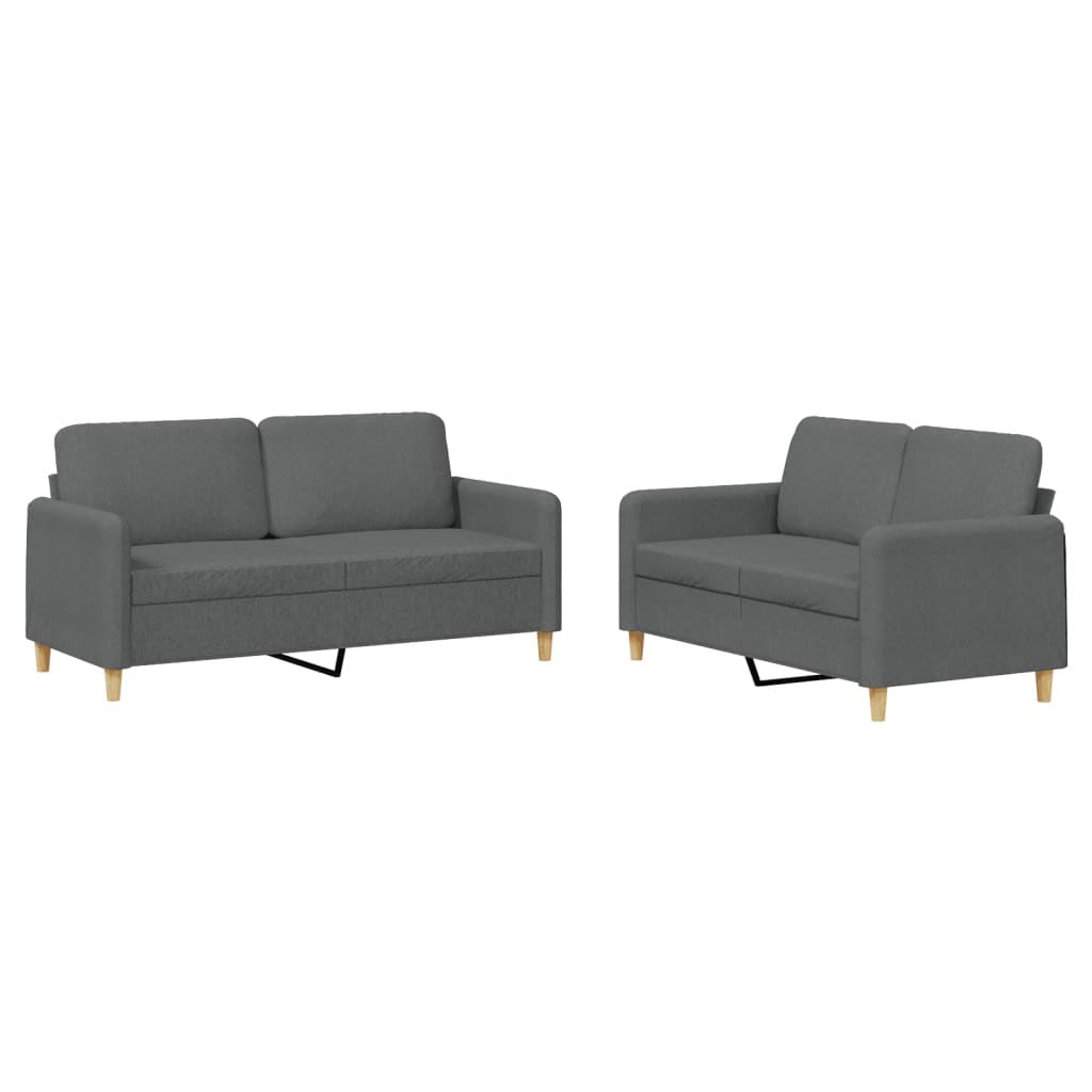 2-delige Loungeset met kussens stof donkergrijs
