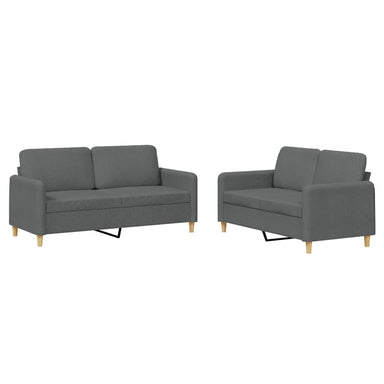 2-delige Loungeset met kussens stof donkergrijs
