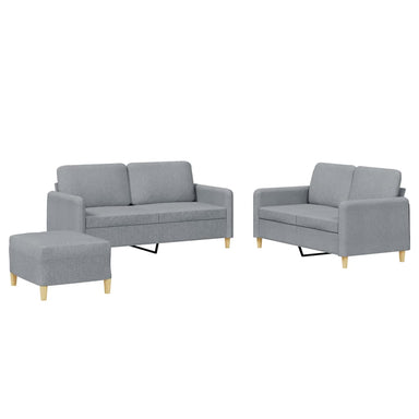 3-delige Loungeset met kussens stof lichtgrijs